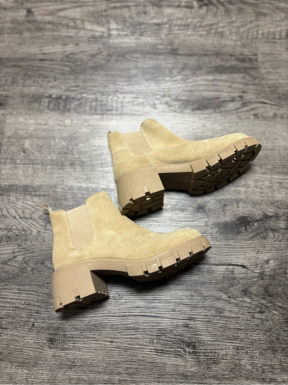Steve Madden Light Beige Suede Chelsea Booties